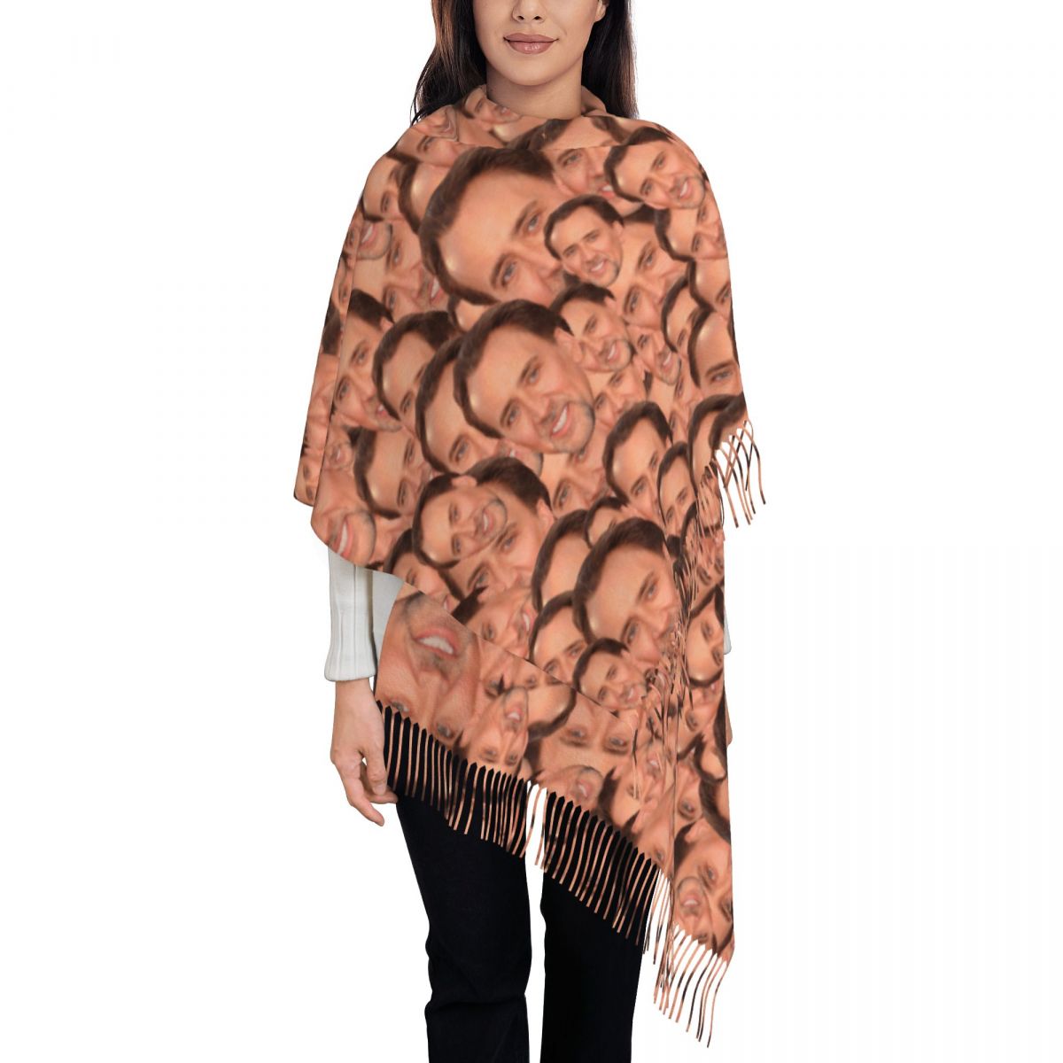 Pashmina Wrap Large - Nicolas Cage Meme Face Chal Wrap
