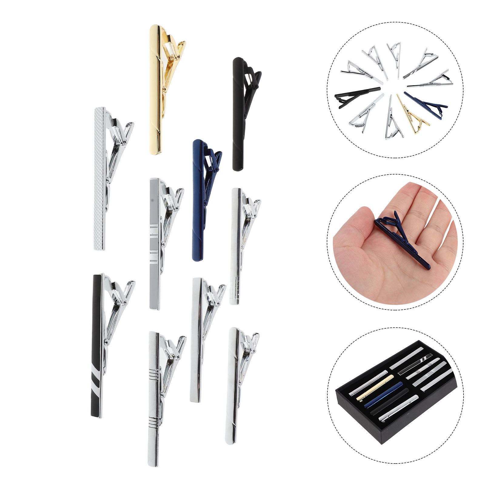 Tie Bar Set Gift - Juego de 10 Pinzas para Corbata