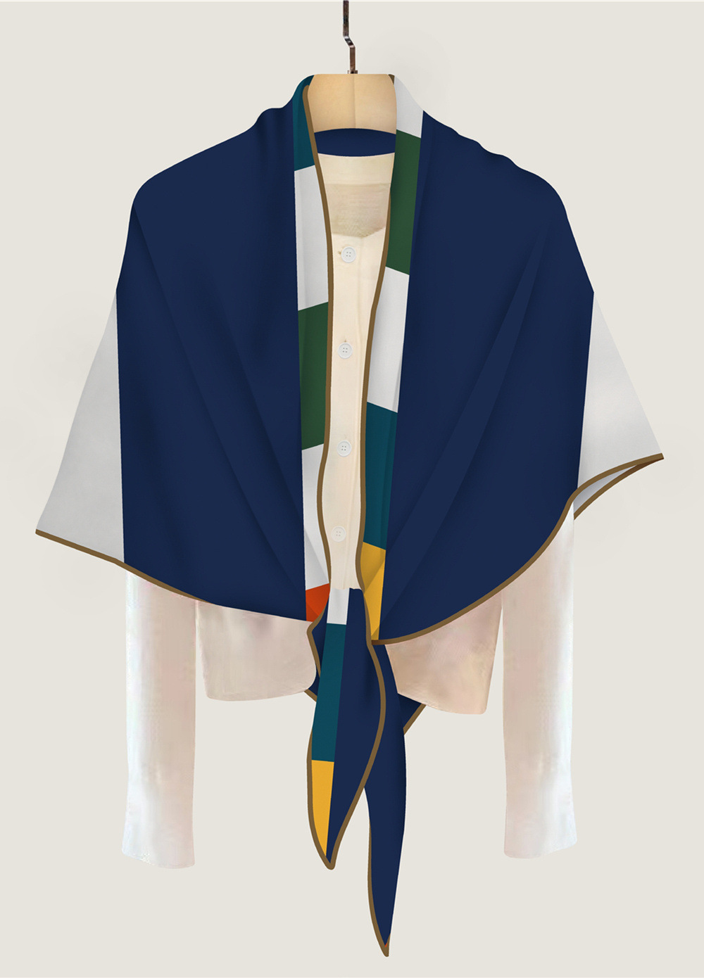 Pashmina Wrap Large - Bufanda triangular de seda de Cachemira