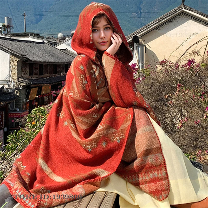 Woven Scarf Blanket - Nueva Capa de Turismo con Capucha,