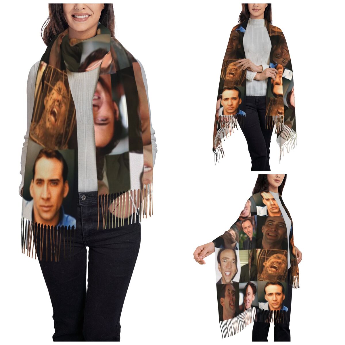 Nicolas Cage-chal Meme con car - Pashmina Wrap Large reseña y precio