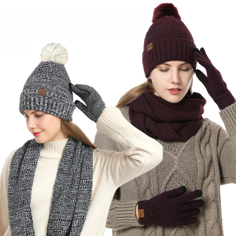 Conjunto de invierno de 3 piez - Infinity Scarf Knit reseña y precio